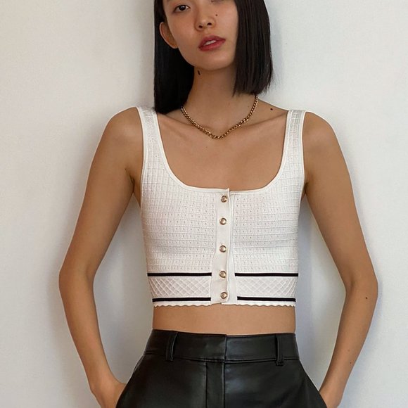 Aritzia Babaton sculpt knit button cropped SOLD